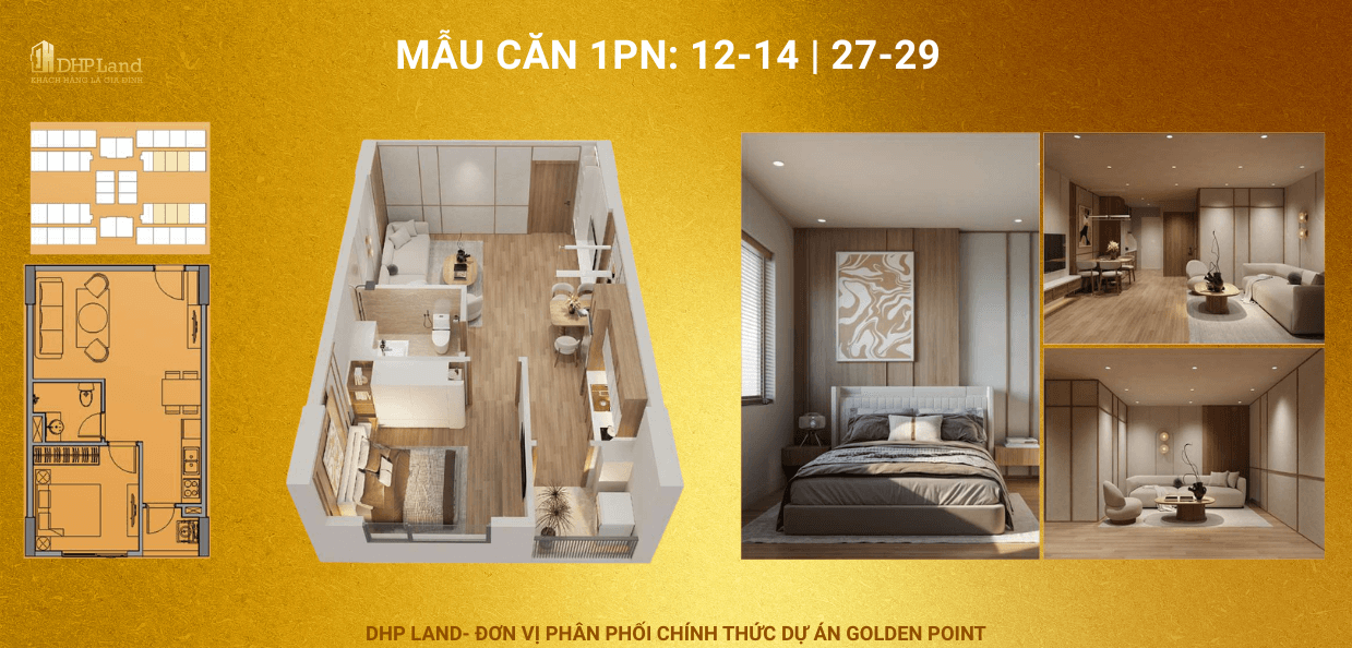Nhà Ở Xã Hội Golden Point mẫu căn 1PN
