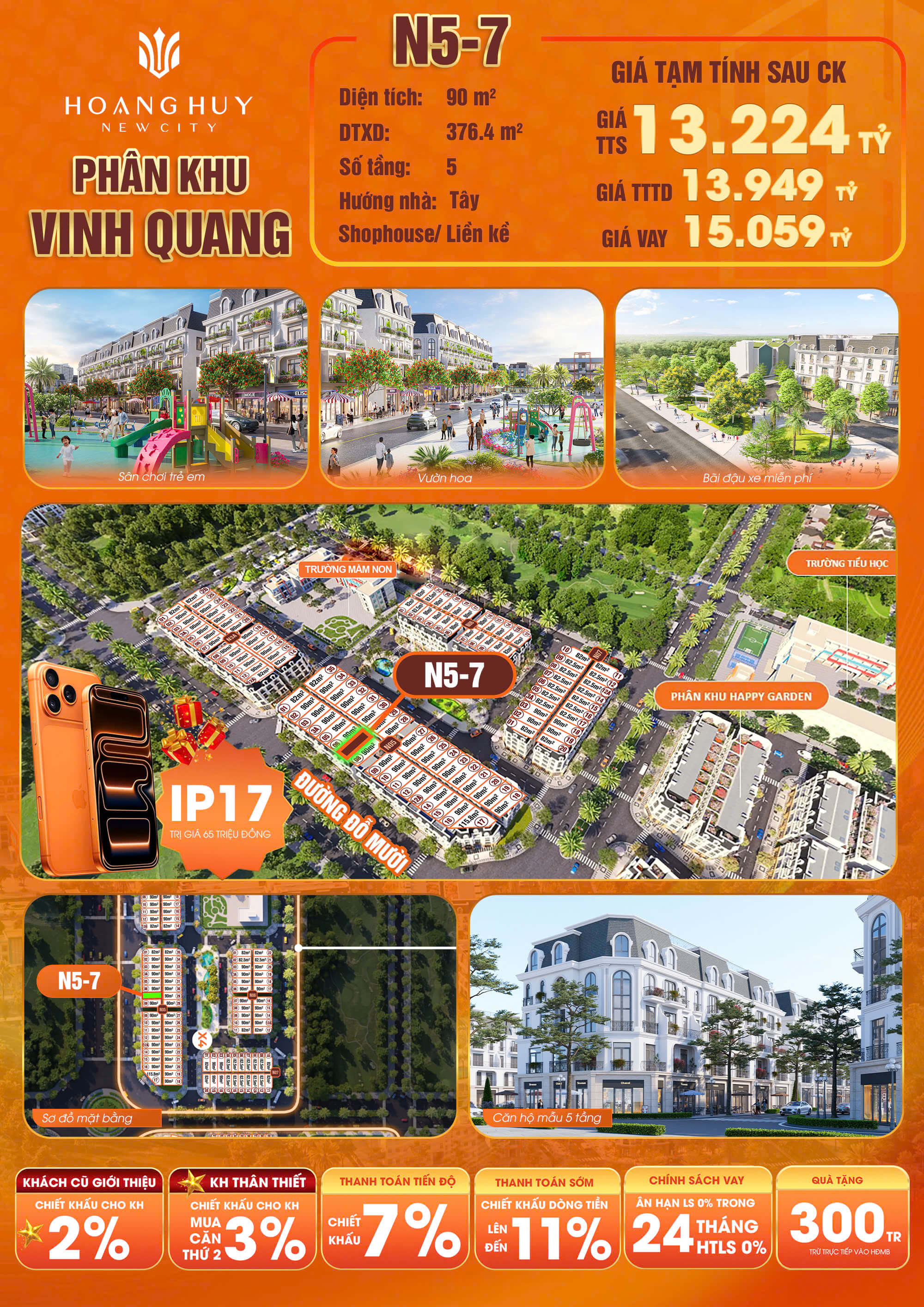 Hoàng Huy New City- Bảng giá chi tiết căn N5-7
