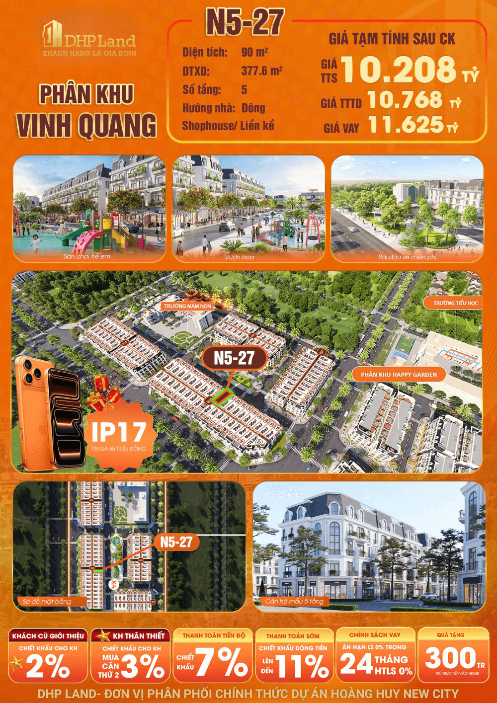 Phân tích chi tiết căn 5 tầng N5-27 tại phân khu Vinh Quang, dự án Hoàng Huy New City.