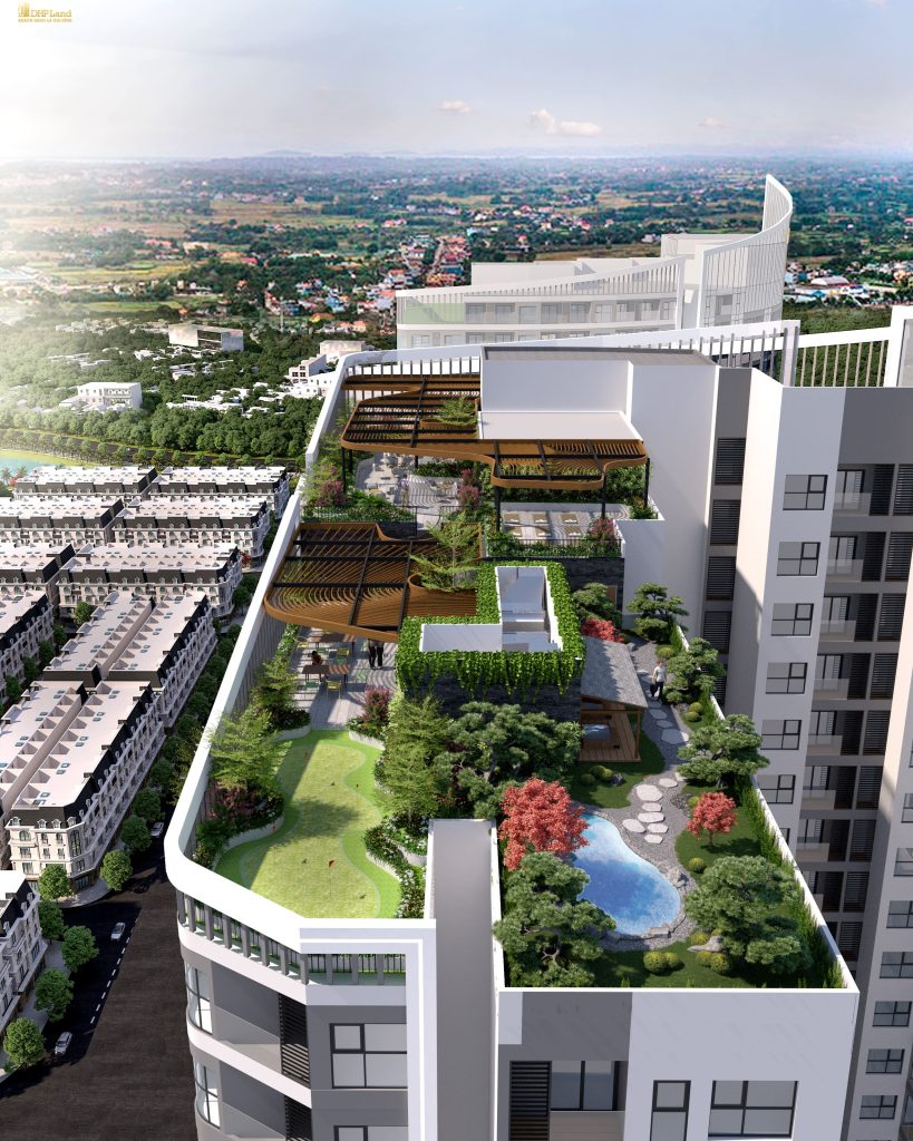 Phối cảnh Tiện ích vườn trên không chung cư Hoàng Huy New City