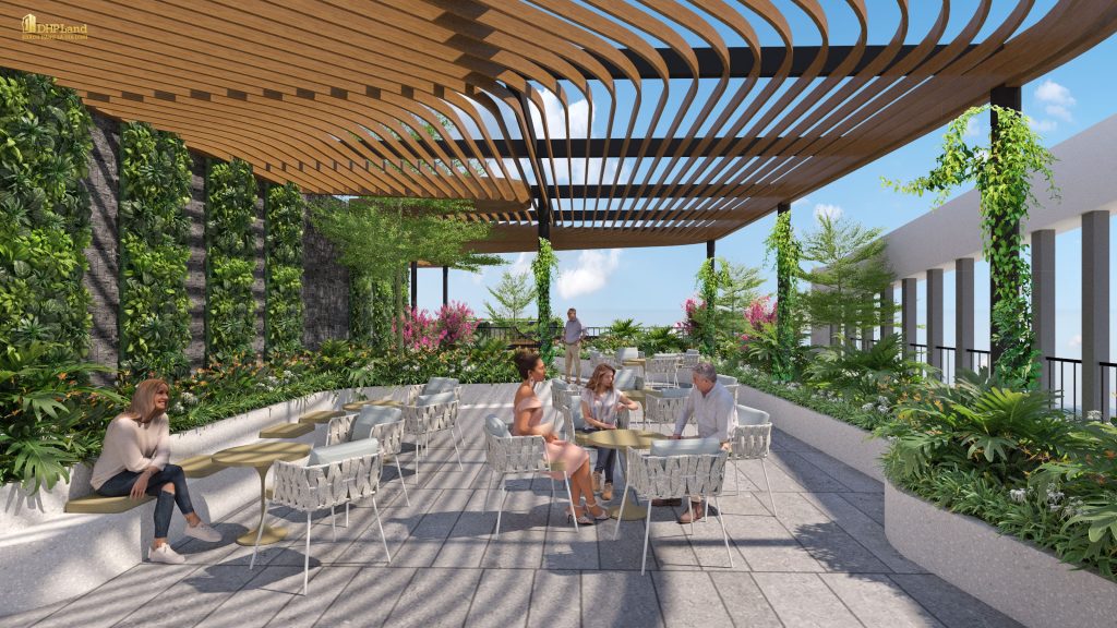Phối cảnh vườn trên không tại chung cư Hoàng Huy New City