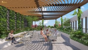 Phối cảnh vườn trên không tại chung cư Hoàng Huy New City