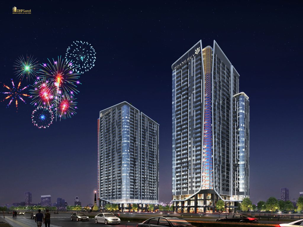 chung cư Hoàng Huy New City ban đêm