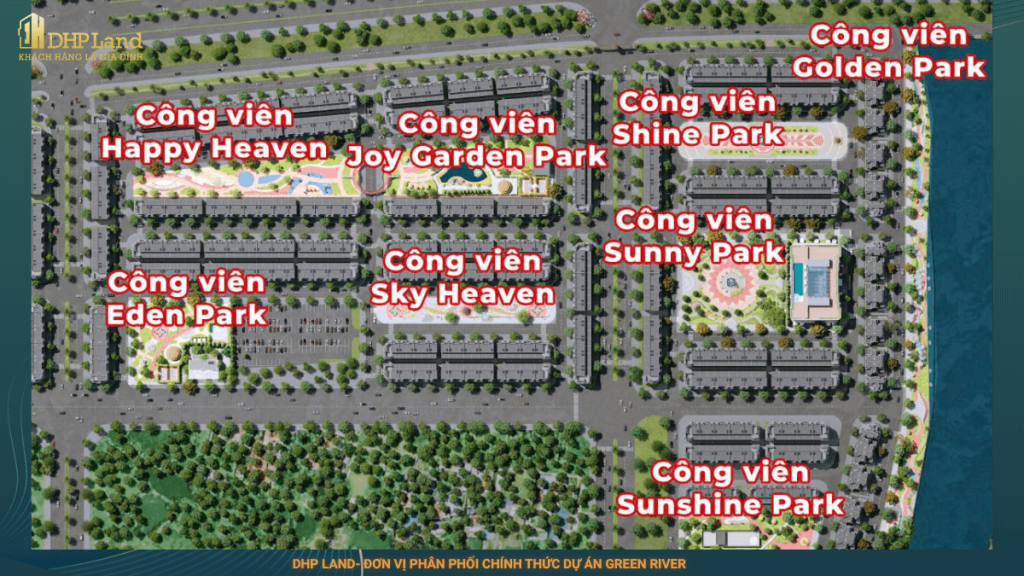 Phối cảnh sơ đồ công viên tại Hoàng Huy Green River