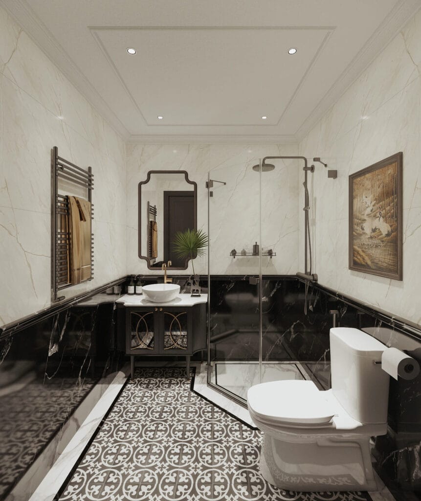 Chung cư Hoàng Huy New City | Hình ảnh thiết kế phòng WC Chung phong cách Indochine tại Chung cư Hoàng Huy New City Chung cư Hoàng Huy New City | Hình ảnh thiết kế phòng WC Chung phong cách Indochine tại Chung cư Hoàng Huy New City