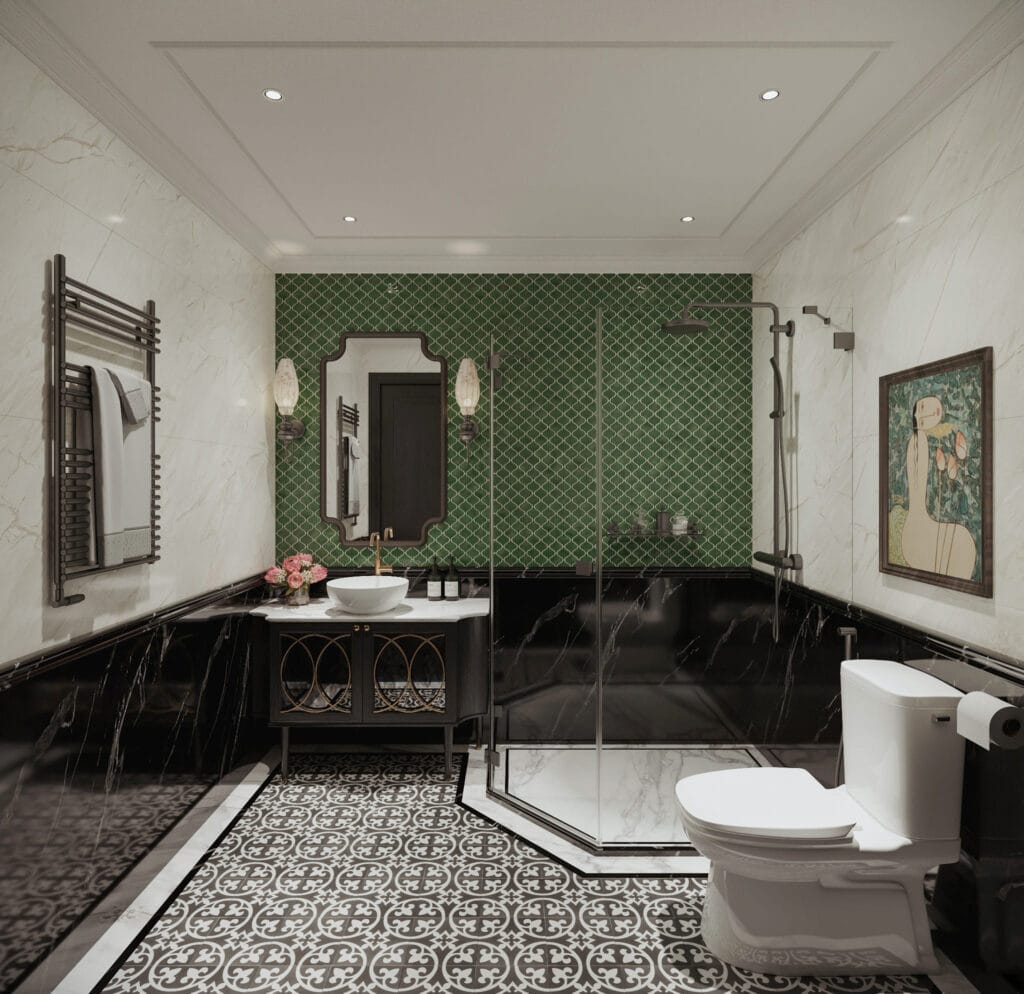 Chung cư Hoàng Huy New City | Hình ảnh thiết kế phòng WC phòng Master phong cách Indochine tại Chung cư Hoàng Huy New City Chung cư Hoàng Huy New City | Hình ảnh thiết kế phòng WC phòng Master phong cách Indochine tại Chung cư Hoàng Huy New City