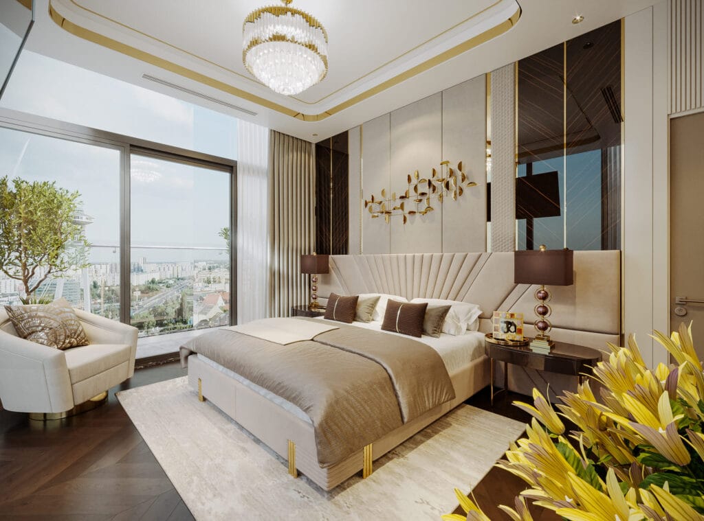 thiết kế phòng ngủ tại Chung cư Hoàng Huy New City phong cách luxury