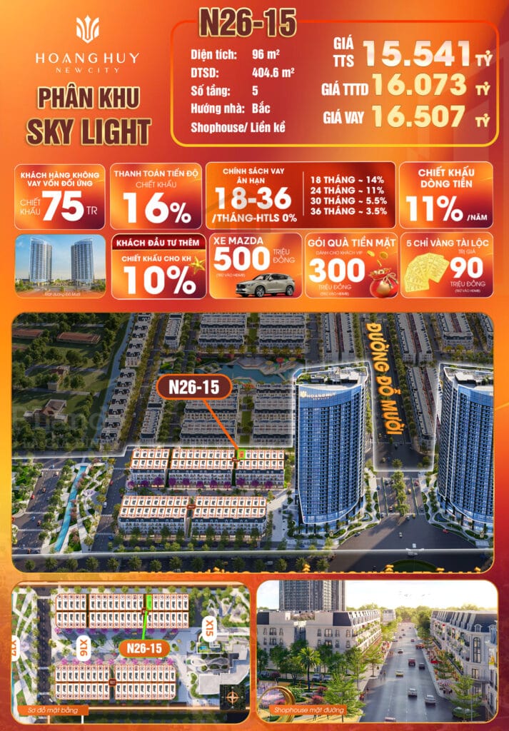 Chung cư Hoàng Huy New City - bảng giá căn N26-25
