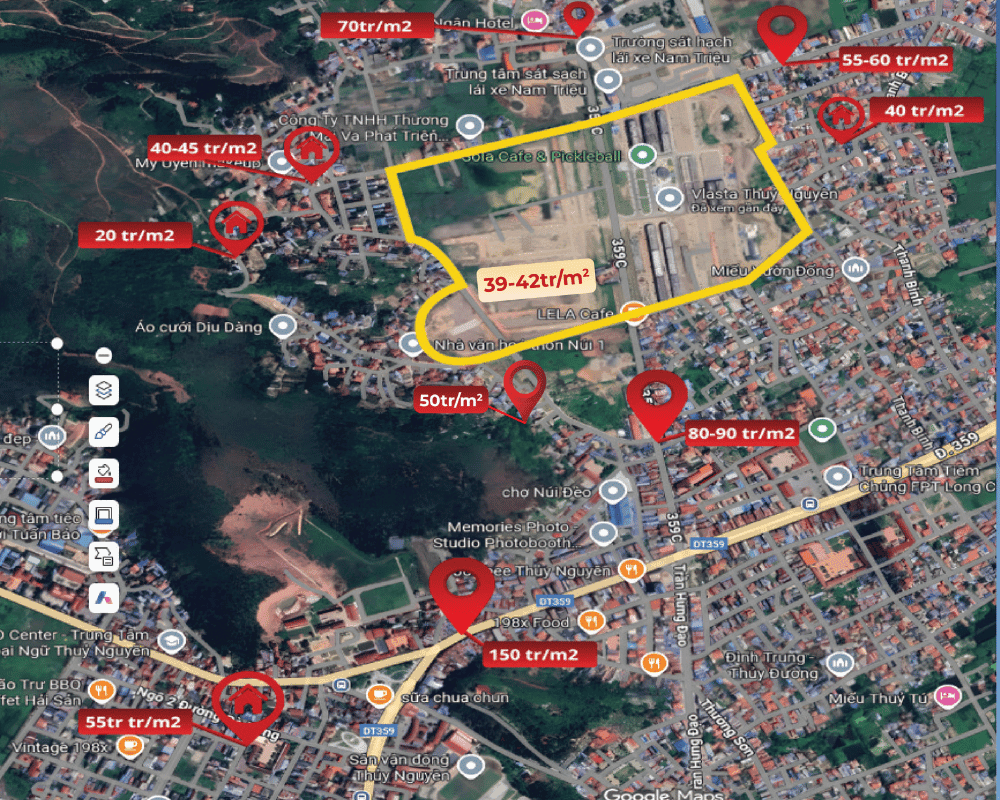 vlasta Thủy Nguyên- Bảng so sánh giá đất xung quanh dự án