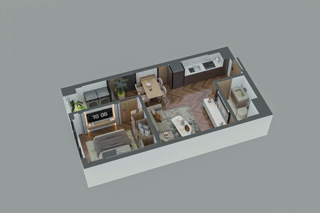 thiết kế nhà ở xã hội him lam- căn 1 phòng ngủ- thiết kế 3d